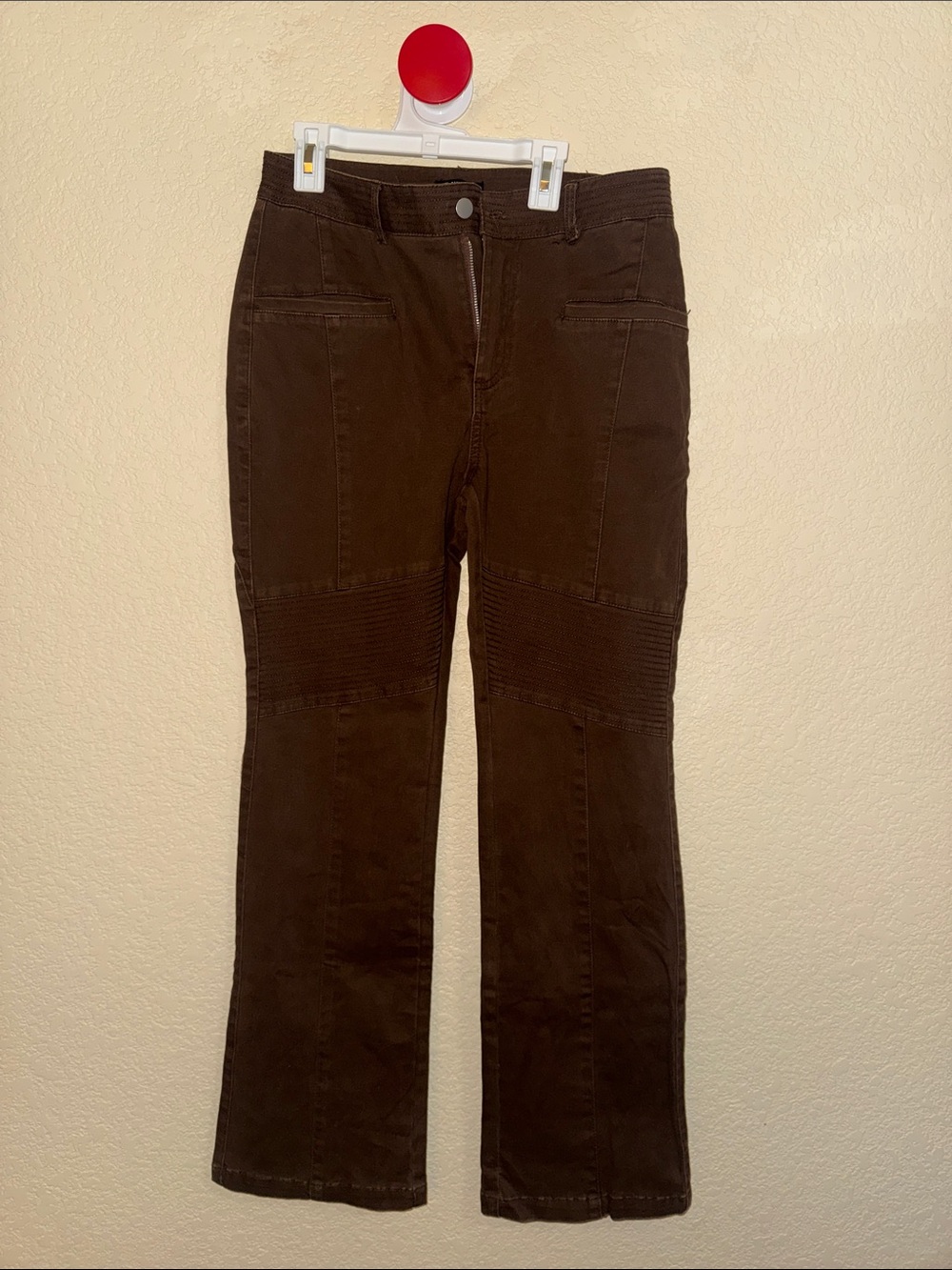 Flamingals Dark Brown Y2K Moto Flare Jeans High Rise Size Medium NWOT